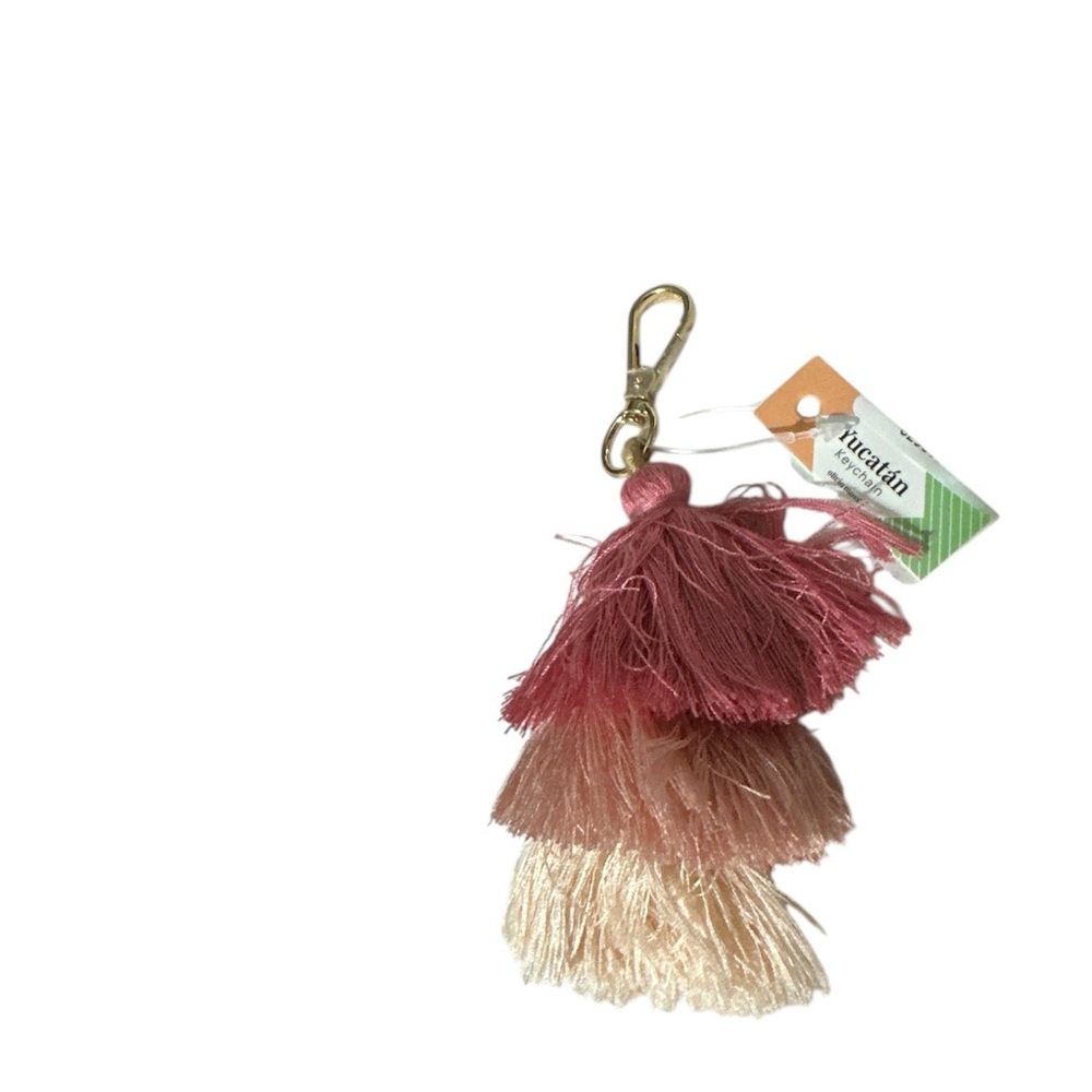 NWT yucatan pink and cream tassel charm with Gold Clip so cute ☺️ new